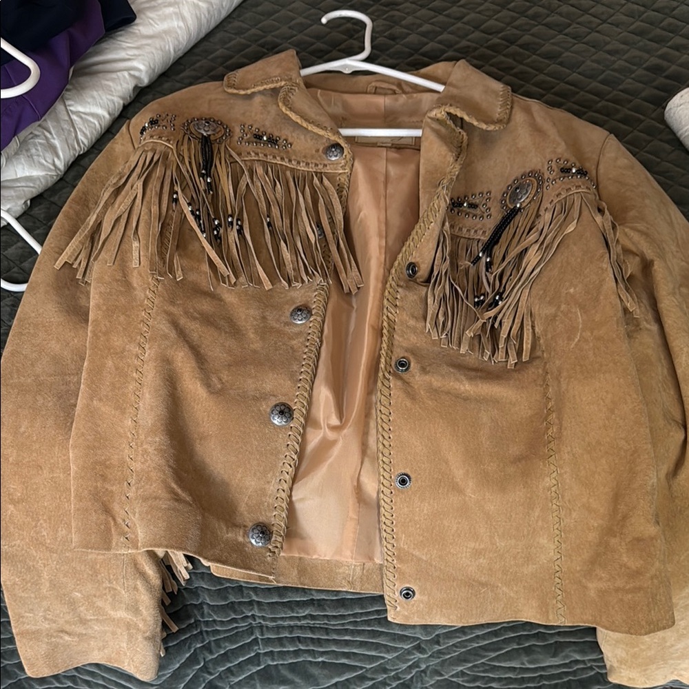 Scully Tan Leather Fringe Jacket